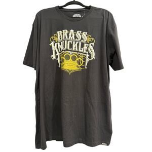Brass Knuckles black graphic tee LA design streetwear bold print 2XL Y2K style